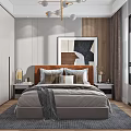 Modern Bedroom Interior Design With Bed Decorative Mirror Chandelier And Work Desk