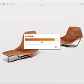 Pair of Abstract Shaped Leather Sofas with Black Metal Frame and Modern Design
