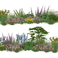 Vibrant Garden Plant Combinations With Mixed Flowers Green Foliage And Herbs