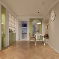Modern Living Dining Room Interior With Beige Sofa Round White Coffee Table And Green Armchair