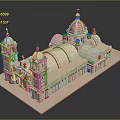 Detailed Classical Architectural Model Featuring Dome And Towers On White Base With Intricate Decorations