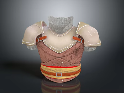 Medieval Style Brown Leather Chest Armor With Metal Mesh And Waist Belt Home Decor Item 3d model