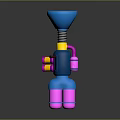 Colorful 3D Mechanical Structure With Pink Blue Yellow Cylindrical Parts And Spring Design