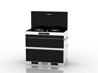 Sleek Modern Kitchen Appliance With Gas Stove Range Hood And Lower Storage Cabinet 3d model