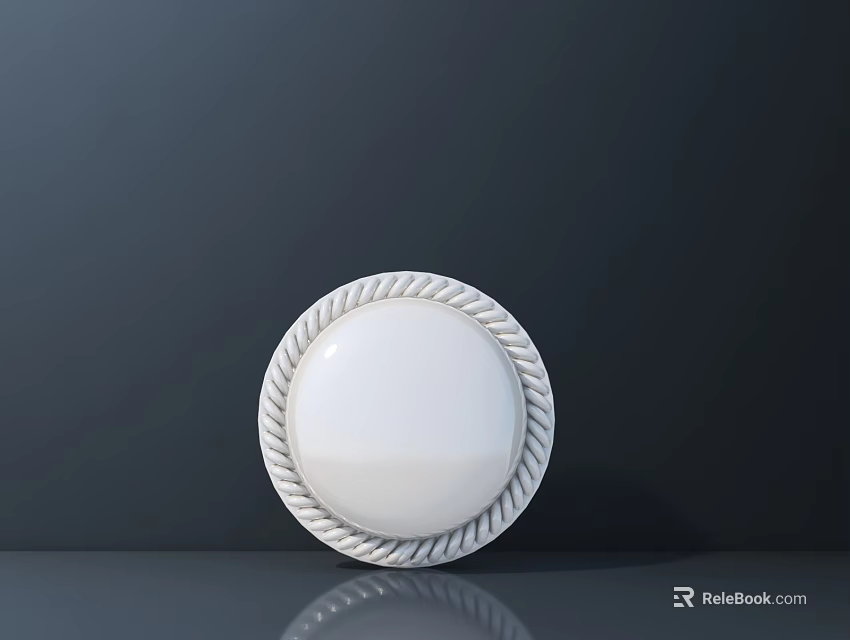 Musical Instruments and Art Supplies Featuring White Circular Rope Edge Palette On Gray Surface 3d model 