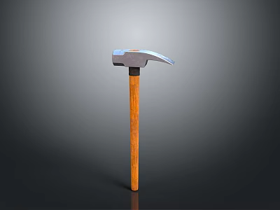 Sturdy Hammer Weapon With Metal Head And Wooden Handle Isolated On Gradient Background 3d model