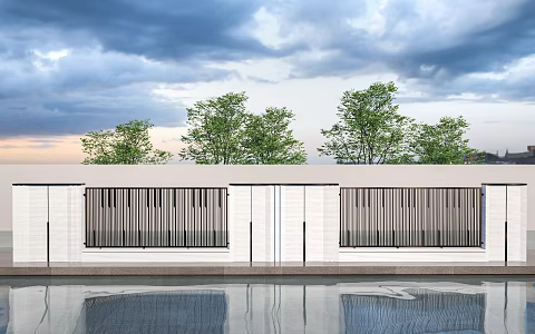 Modern wall landscape wall neighborhood wall landscape wall wrought iron wall 3d model