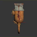 Copper Mechanical Container with White Box Red Valves and Curved Pipe