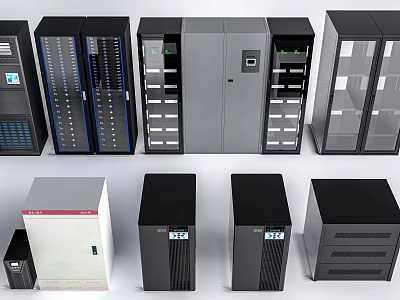 High Performance Commercial Equipment With Server Racks Storage Units And Control Panels 3d model