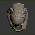 Handcrafted Traditional Wooden Carved Sculpture of Seated Human Figure Holding Vessel with Artistic Details