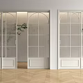 Modern Interior Sliding Doors With White Frames And Glass Panel Design 3d model