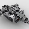 Gray Black Building Blocks Sci Fi Fighter Model With Complex Structure And Weapon Parts