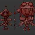 Two Anthropomorphic Blue Green Cartoon Creatures With Goggles Headphones Backpacks And Central Antenna