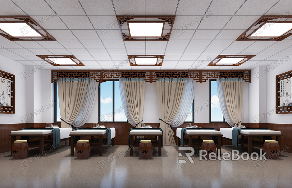 New Chinese Traditional Medicine Museum Chinese Medical Center Comprehensive Treatment Room model