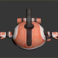Cute Cartoon Game Movie Character Astronaut in Orange White Spacesuit Helmet Visor And Yellow Light