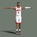 A Man Wearing White Rockets Number 4 Jersey With Arm Sleeve And Tattoos Standing Arms Outstretched