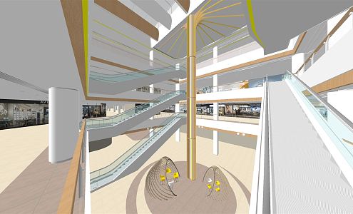 Modern Atrium Commercial Street Interior Shopping Mall Atrium 3d model