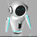 Smart Machine With White Body Smiling Face Display And Blue Light Strips 3d model