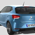 Blue Modern Hatchback Car With Sleek Body Design And Alloy Wheels
