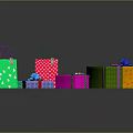 Colorful Gift Boxes And Shopping Bags With Decorative Ribbons And Bows