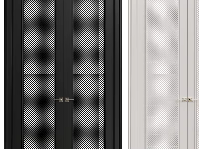Modern Black and White Double Doors with Perforated Design and Sleek Contemporary Style 3d model