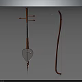Traditional Chinese Pipa And Erhu Musical Instruments With Red Wooden Body Tuning Pegs And Bow
