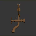 Copper Faucet With Handheld Shower And Yellow Hose Metallic Finish Design