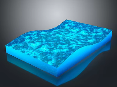 Natural Water Scene With Blue Rippled Surface Shimmering Liquid Form And Reflective Dark Background 3d model
