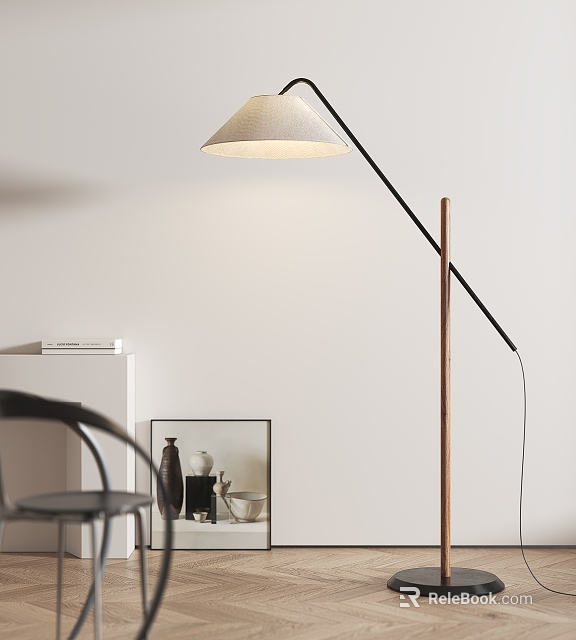 Stylish Floor Lamp In Minimalist Living Room Setup 3d model 