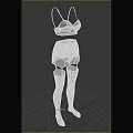 Women's Black And White Lingerie Set With Bra Panties And Lace Stockings