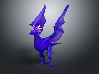 Detailed Blue Mythical Dragon With Large Wings As Flying Creature In Fantasy 3d model