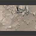 Wooden Stone Slab with Irregular Rock Formations and Scattered Small Stones Natural Decorative Element