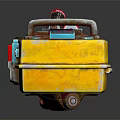 Yellow Homemade Weapon Box Featuring Red Blue Components And Metal Parts