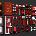 Essential Fire Fighting Equipment Collection Featuring Hydrants Extinguishers Hoses And Alarm Bells
