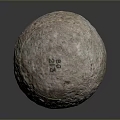 Natural Rustic Stone Wood Sphere With Textured Surface And Black Base Markings