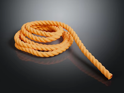 Orange Braided Jewelry Rope Coiled On Black Background For Craft Projects 3d model