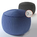Round Woven Blue and Black Stools Featuring Textured Weave and Smooth Top 3d model