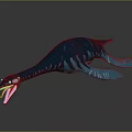 Blue Plesiosaur Aquatic Reptile Model With Long Neck Open Mouth And Stripes