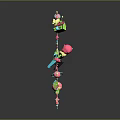 Vibrant 3D Cartoon Scene With Floating Green Character Stars Planets House Cake And Objects