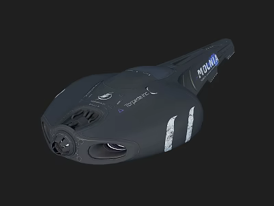 Futuristic Black Cybernaut Vehicle With Streamlined Hull Cockpit Windows And Thruster Details 3d model