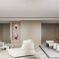 Modern Living Dining Room Interior With White Sofas And Wooden Walls