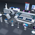 Modern Smart High Tech Public Facilities With Interactive Self Service Terminals And Displays 3d model