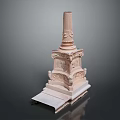 Classical Stone Column With Ornate Carved Base And Intricate Architectural Details