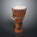 Decorative Handmade Drum With Leather Head And Carved Wooden Body For Living Supplies