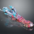 Sci Fi Vehicle With Blue Flames Silver Structure And Red Components 3d model
