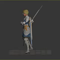 Armored Warrior With Blue Greatsword Standing Near Mythical Dragon On Stone Ground