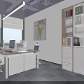 Modern Office Interior With Open Workspace Computers Green Plants Partitions Gray Carpet And White Desks