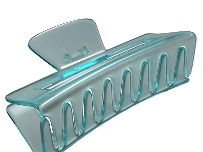 Transparent Plastic Hair Clip With Wavy Teeth For Daily Life Use 3d model