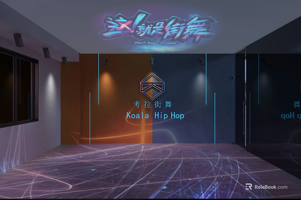 Hip Hop Dance Fitness Training Studio With Modern Lighting And Sleek Floor 3d model 