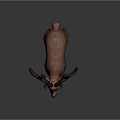 3D Model Deer in Low Poly Style with Pinkish Brown Color and Antlers